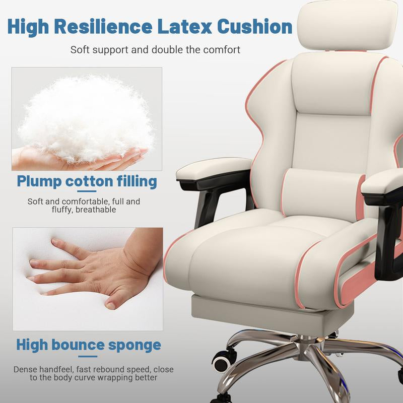 Executive Computer Chair Home Office Desk Chair,Adjustable Angle, Ergonomic Adjustable Height PU Leather Chairs with Cushions Armrest for Long Time Seating-High Office Chair with Footrest
