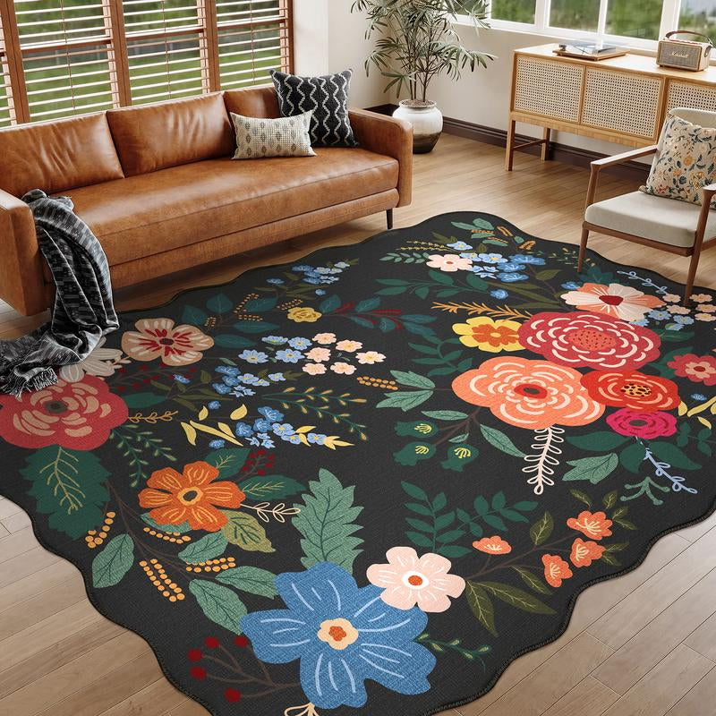 [Mother'S Day] Wondrg Pink/Green Pet Friendly Area Rug Boho Living Room Rug Floral Washable Bedroom Carpet Non Slip Winter Indoor Rug Large Low Pile Accent Rug Lightweight Throw Rug for Office Dining Room Nursery Farmhouse Modern Classic