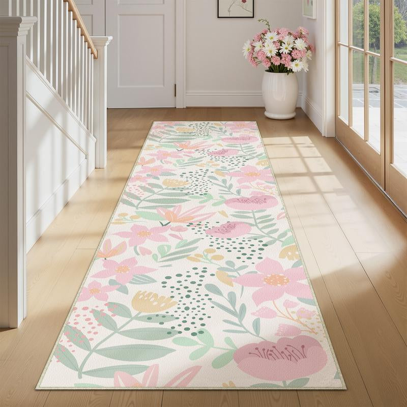 [Mother'S Day] Wondrg Pink/Green Pet Friendly Area Rug Boho Living Room Rug Floral Washable Bedroom Carpet Non Slip Winter Indoor Rug Large Low Pile Accent Rug Lightweight Throw Rug for Office Dining Room Nursery Farmhouse Modern Classic